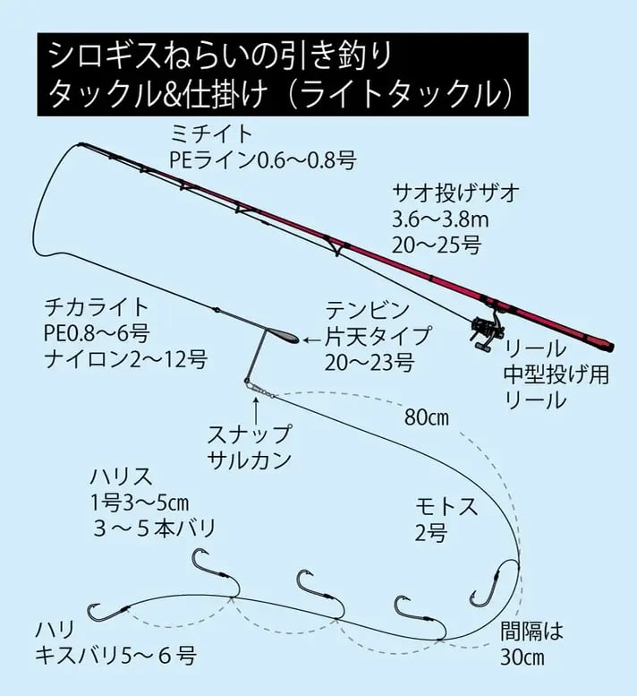 キス釣りタックル＆仕掛け図