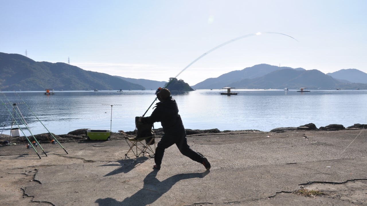 カレイ釣りのキャスト