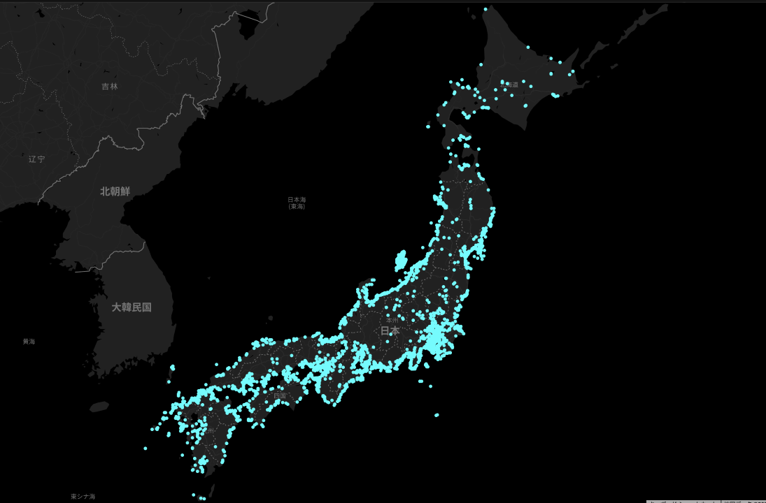 FishRankerに記録された釣果分布データ