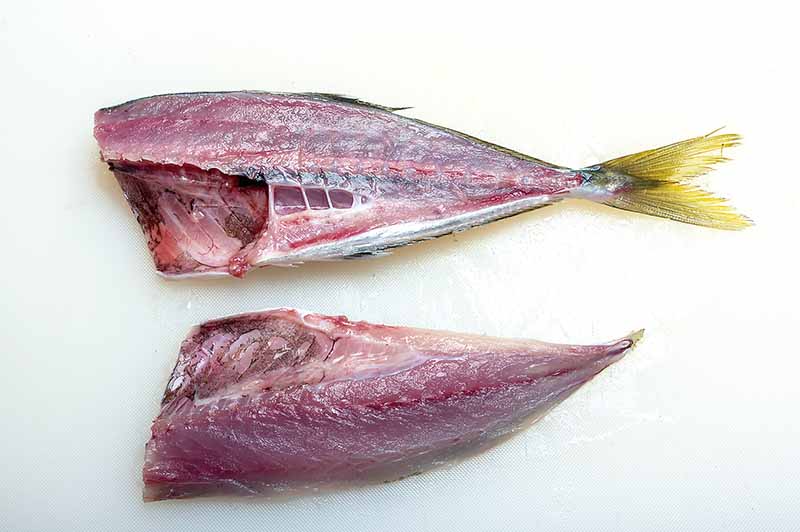 4. 二枚おろしにしたアジ
