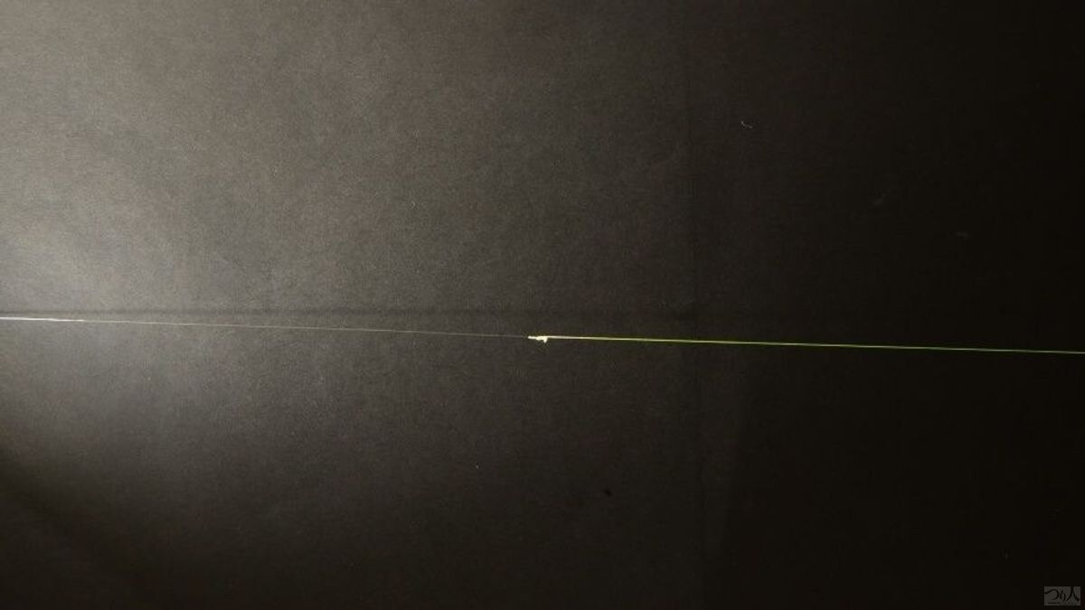 PEとフロロカーボンリーダーの結節部。結節はFGノットを推奨