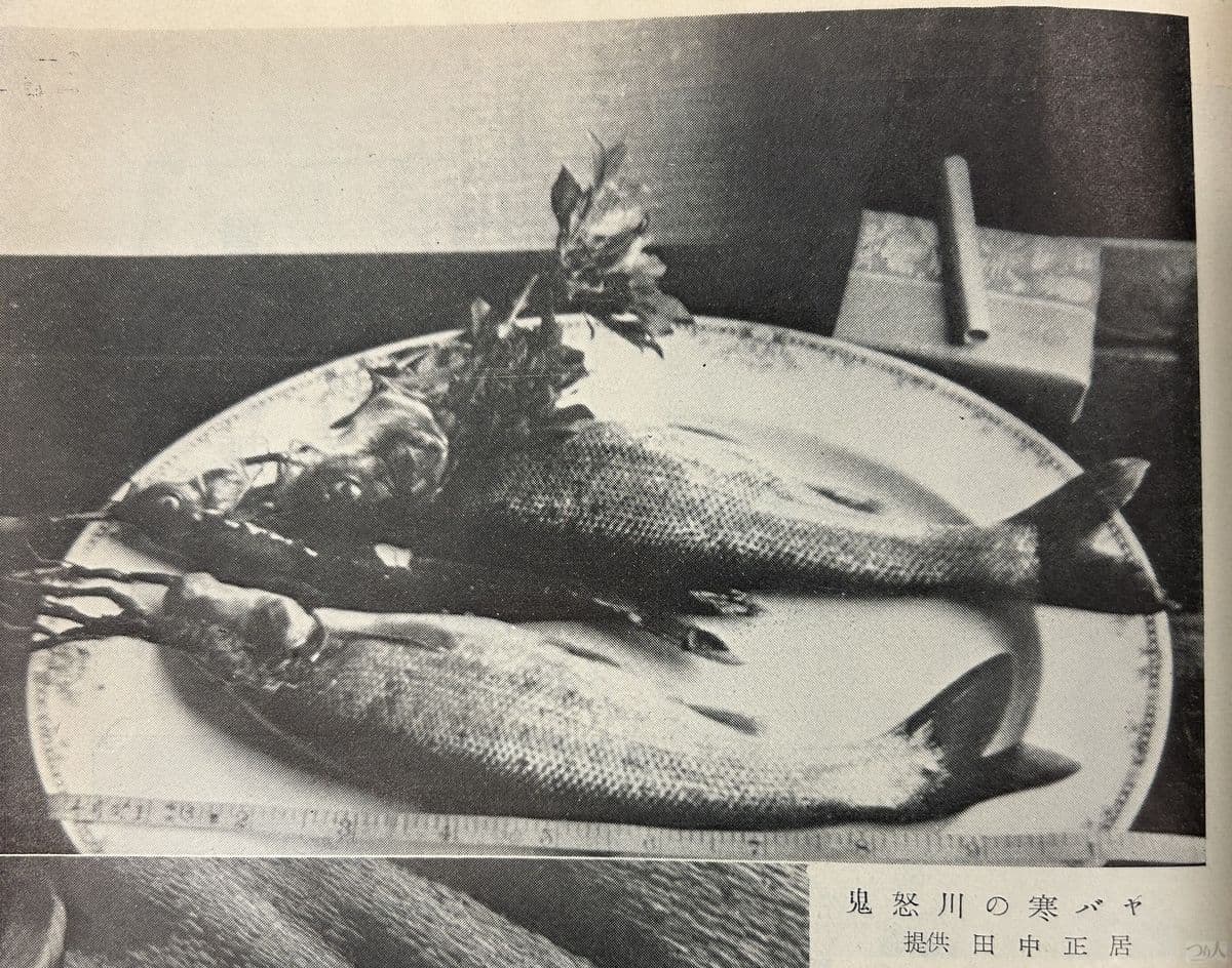 お皿に乗っているのは鬼怒川の寒バヤ。1954年2月号