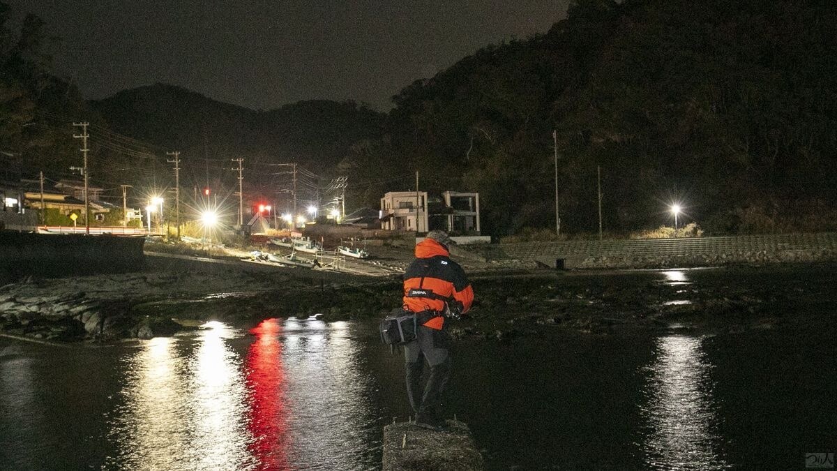 常夜灯にはプランクトンや小魚が集まりアジも寄り付く。アジは明暗の明部に多く、メバルやシーバスは暗部で獲物を待ち伏せする