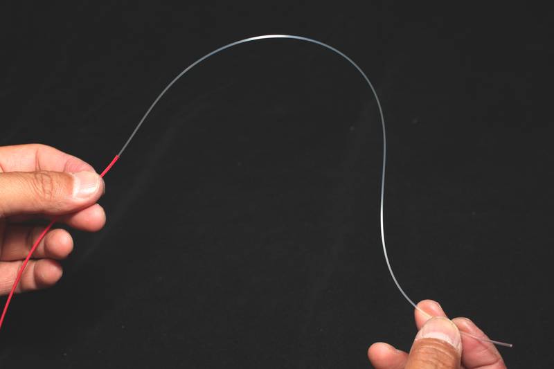 【マグロ釣りの結び方/坂本結び】ハリスの端糸を30cmほど長めに取っておく