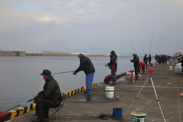 11月上旬の釣行時。網走港はサンマねらいの釣り人で大いに賑わっていた